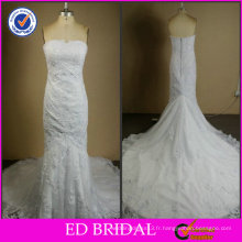 ED Bridal Real Sample Mermaid bretelles en dentelle Long train robes de mariée